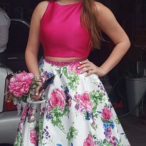 MORILEE  2 piece Floral Prom Dress